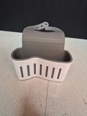 Silicone Shower Caddy with Adjustable Strap White Gray Hanging Organizer